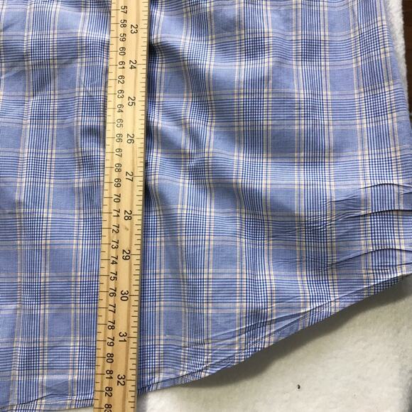Peter Millar cotton blue yellow checkered long sleeve mens XL button down shirt - Picture 6 of 9